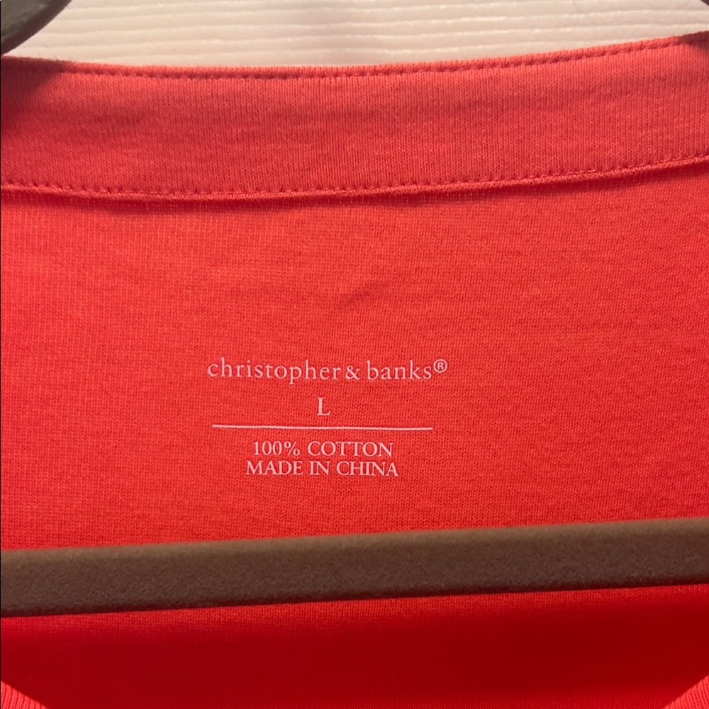 NWT Christopher & Banks Vibrant Coral Long Sleeve Top - Picture 4 of 4